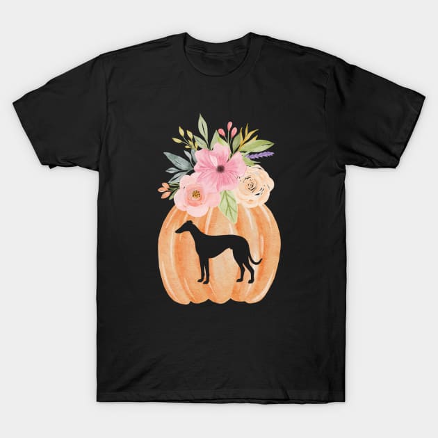 Greyhound Pumpkin with Fall Flowers T-Shirt by Houndie Love